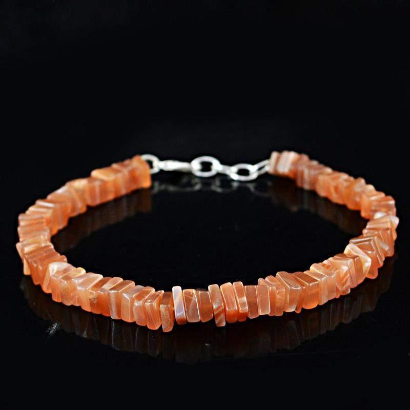 gemsmore:Genuine Natural Moonstone Bracelet Untreated Beads