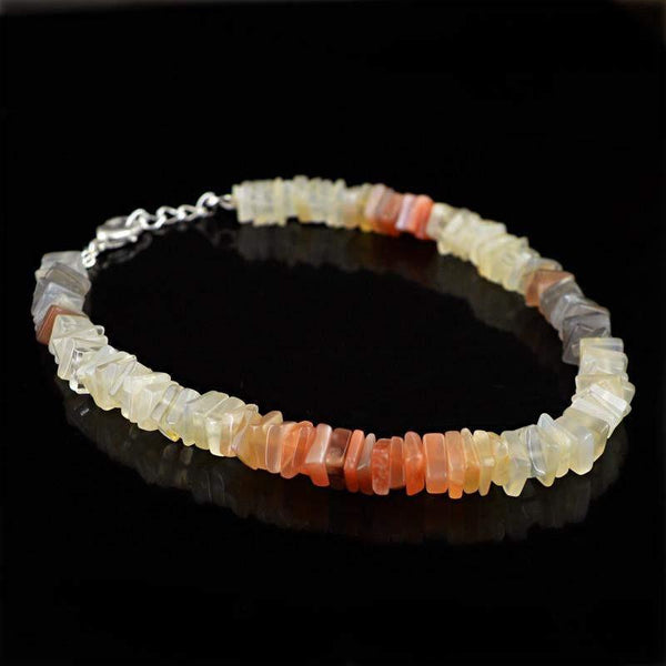 gemsmore:Genuine Natural Multicolor Moonstone Bracelet Untreated Beads