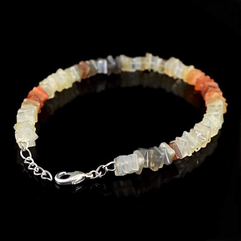 gemsmore:Genuine Natural Multicolor Moonstone Bracelet Untreated Beads