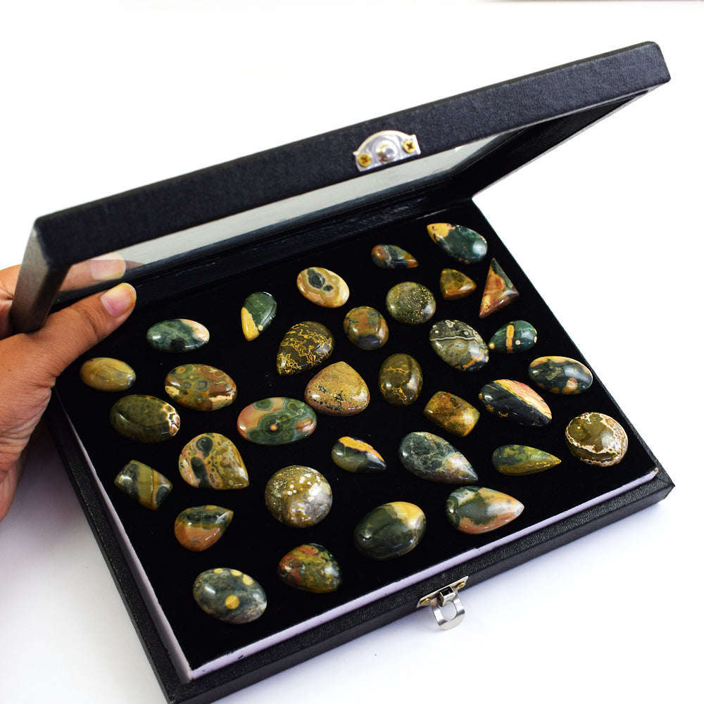 gemsmore:Genuine Ocean Jasper  Untreated Gemstone Cabochon Lot