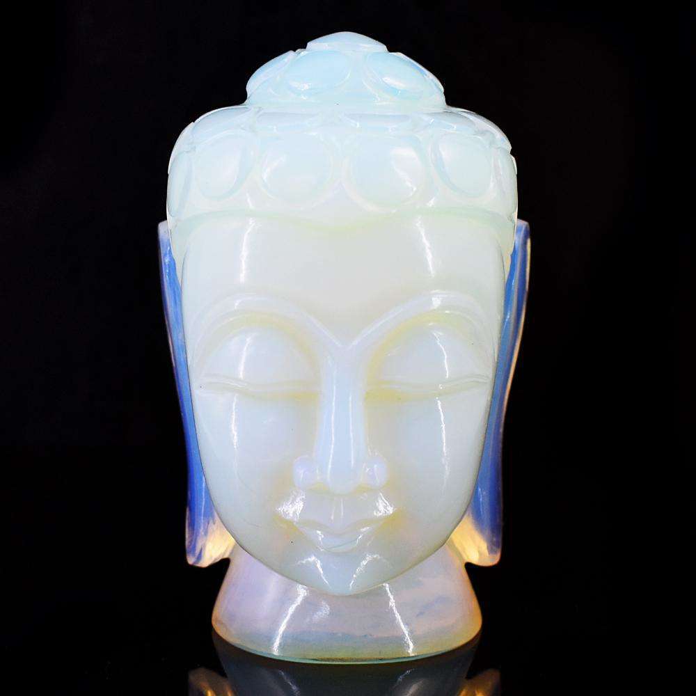 gemsmore:Genuine Opalite Hand Carved Genuine Crystal Gemstone Carving Buddha Head