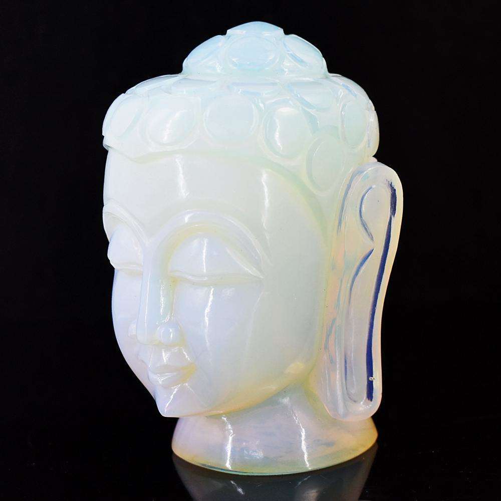 gemsmore:Genuine Opalite Hand Carved Genuine Crystal Gemstone Carving Buddha Head