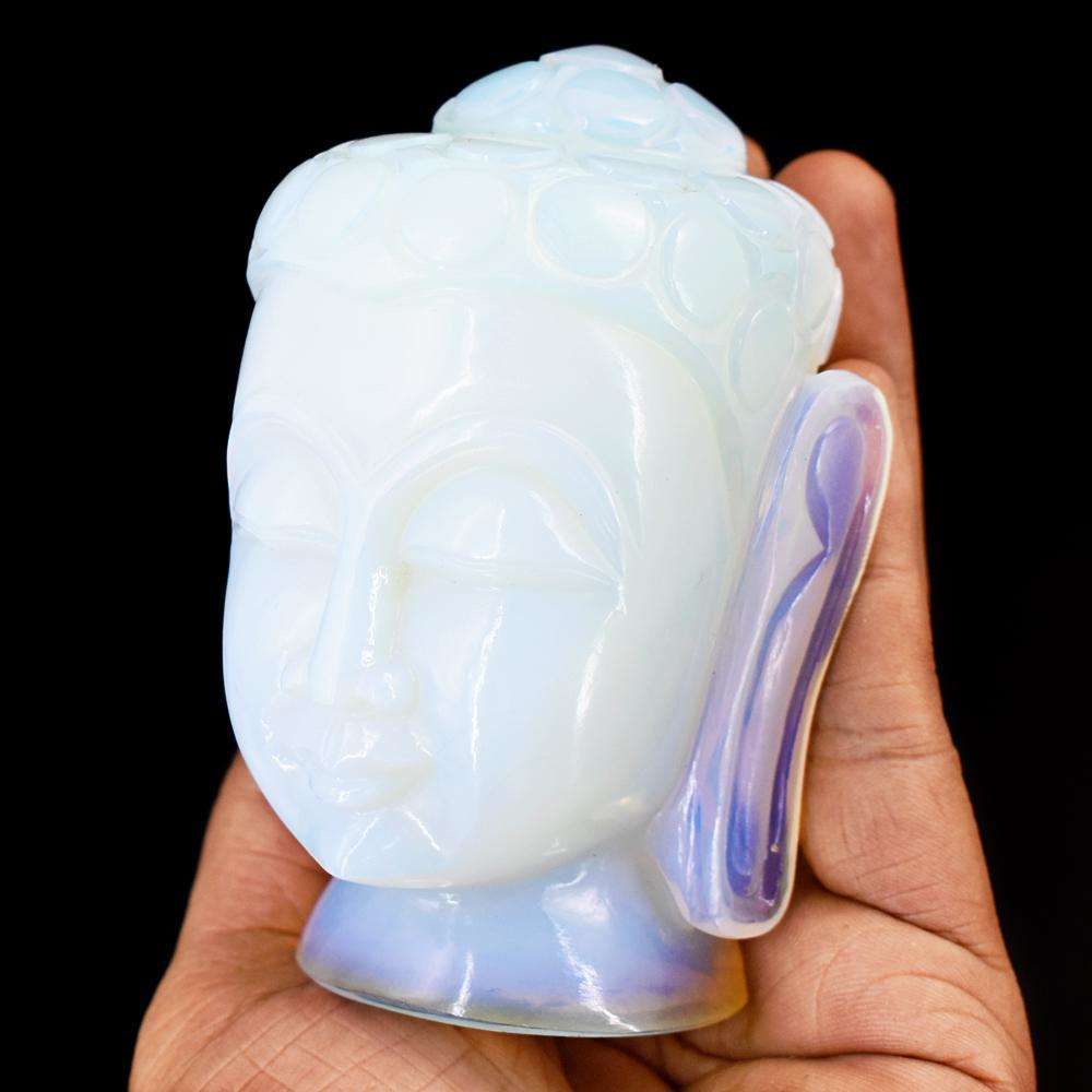 gemsmore:Genuine Opalite Hand Carved Genuine Crystal Gemstone Carving Buddha Head