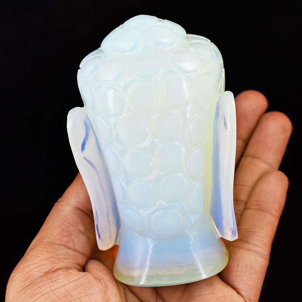 gemsmore:Genuine Opalite Hand Carved Genuine Crystal Gemstone Carving Buddha Head