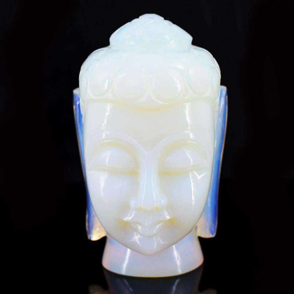 gemsmore:Genuine Opalite Hand Carved Genuine Crystal Gemstone Carving Buddha Head