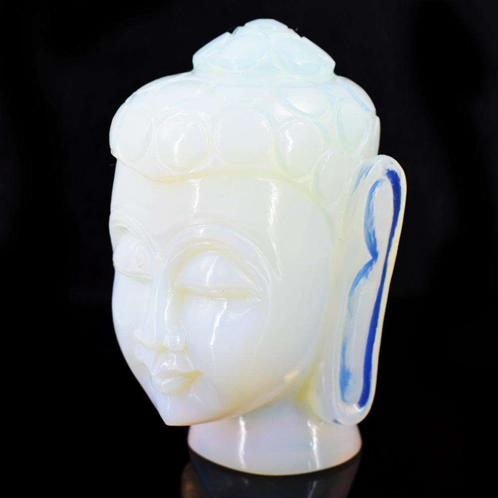 gemsmore:Genuine Opalite Hand Carved Genuine Crystal Gemstone Carving Buddha Head