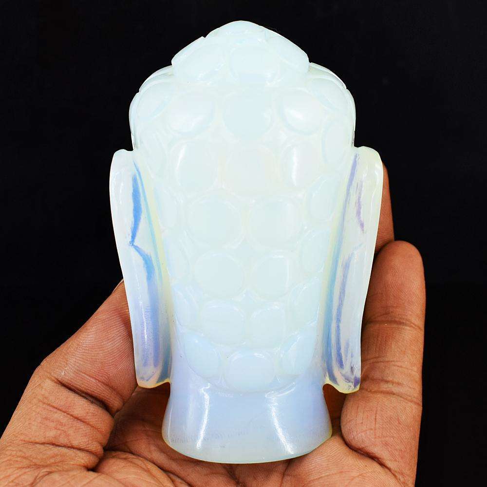 gemsmore:Genuine Opalite Hand Carved Genuine Crystal Gemstone Carving Buddha Head