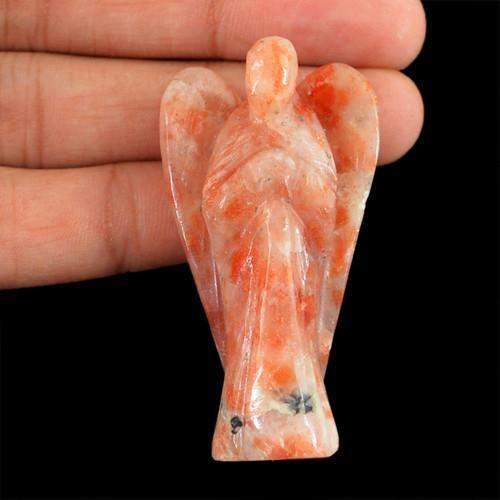 gemsmore:Genuine Orange Aventurine Carved Healing Angel Gemstone