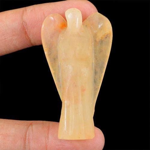 gemsmore:Genuine Orange Aventurine Carved Healing Angel Gemstone