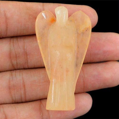 gemsmore:Genuine Orange Aventurine Carved Healing Angel Gemstone