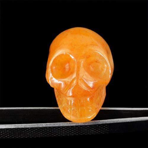 gemsmore:Genuine Orange Aventurine Carved Skull Gemstone