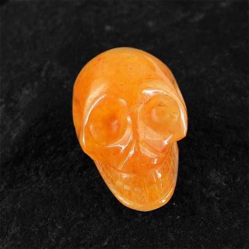 gemsmore:Genuine Orange Aventurine Carved Skull Gemstone