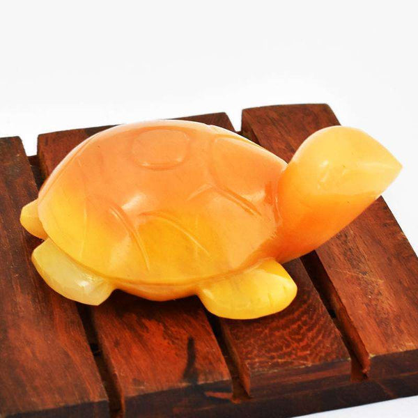 gemsmore:Genuine Orange Aventurine Hand Carved Turtle