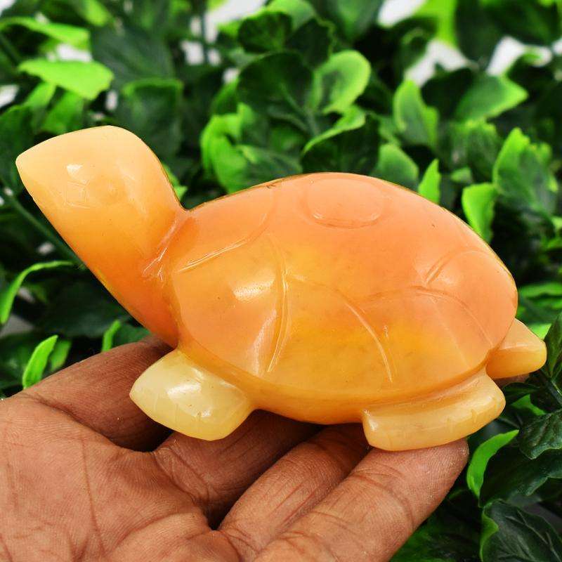 gemsmore:Genuine Orange Aventurine Hand Carved Turtle