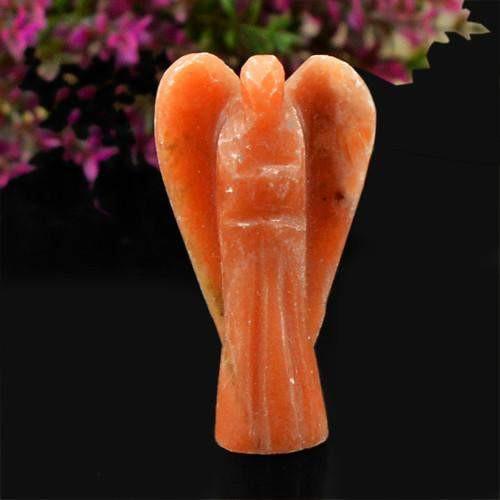 gemsmore:Genuine Orange Aventurine Healing Angel Gemstone