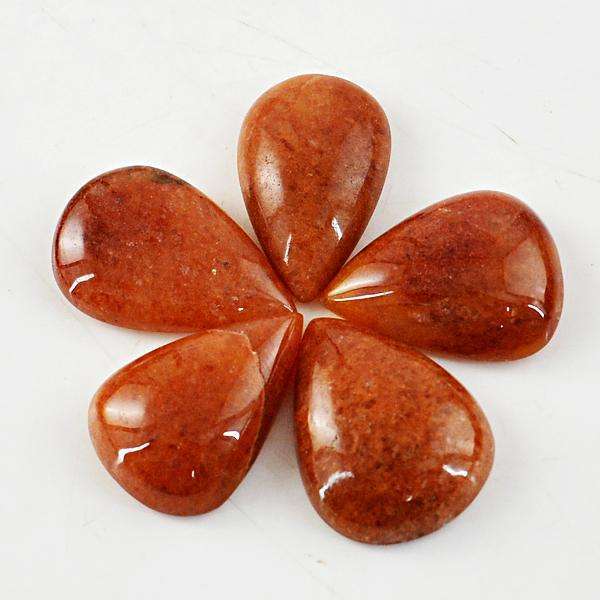 gemsmore:Genuine Orange Aventurine Pear Shape Loose Gemstone Lot
