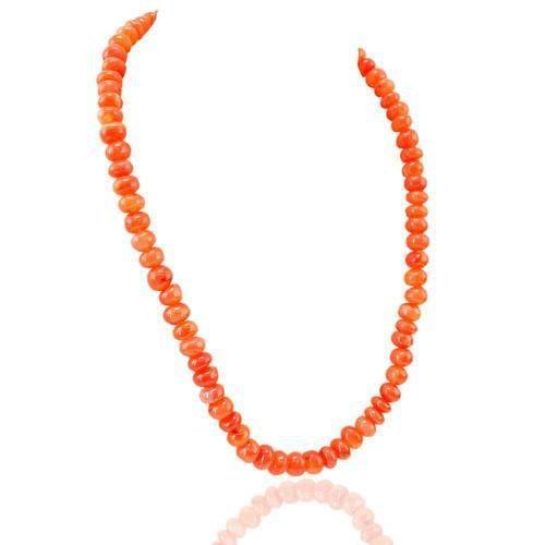 gemsmore:Genuine Orange Carnelian Beads Necklace