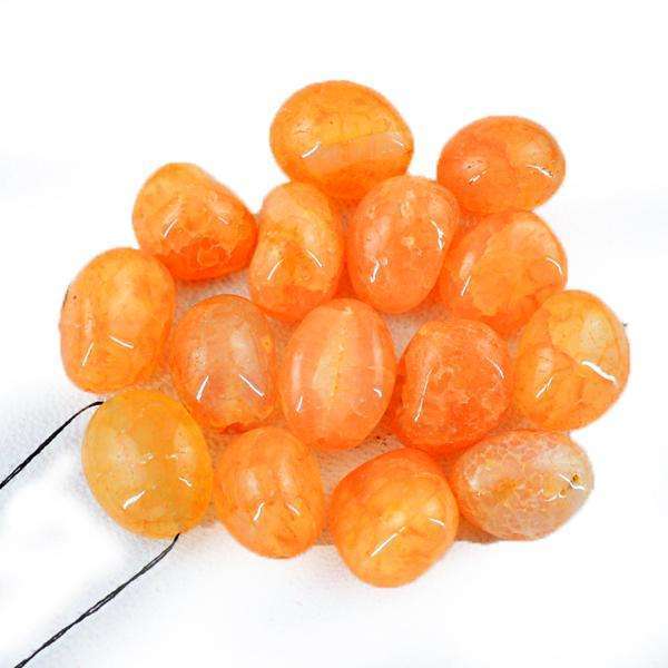 gemsmore:Genuine Orange Carnelian Flower Carved Drilled Beads Lot