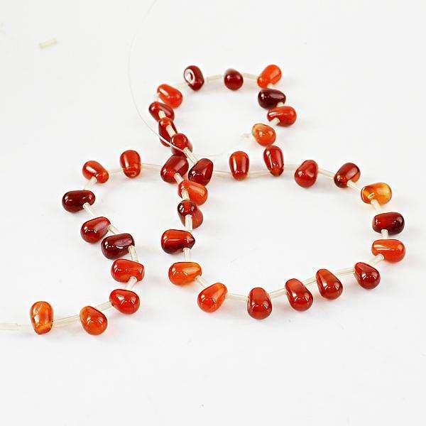 gemsmore:Genuine Orange Onyx Drilled Beads Strand