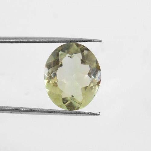 gemsmore:Genuine Oval Faceted Green Amethyst Gemstone