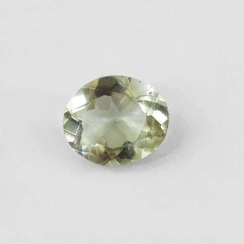 gemsmore:Genuine Oval Faceted Green Amethyst Gemstone
