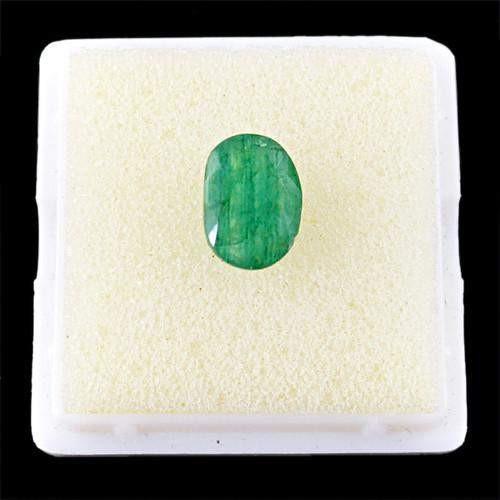 gemsmore:Genuine Oval Faceted Green Emerald Gemstone