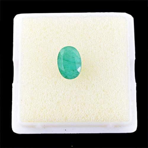 gemsmore:Genuine Oval Faceted Green Emerald Gemstone