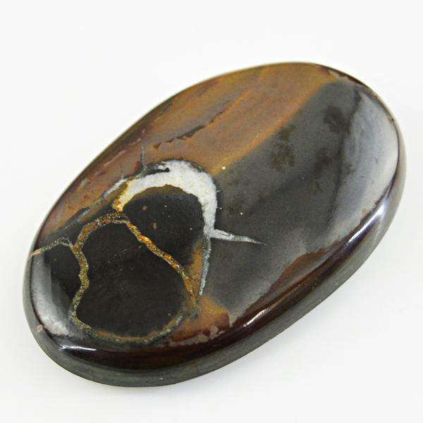 gemsmore:Genuine Oval Shape Black Septarian Agate Loose Gemstone