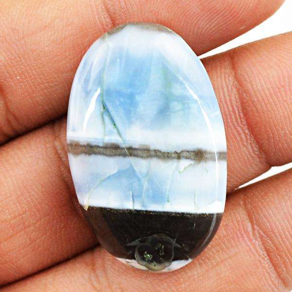 gemsmore:Genuine Oval Shape Blue Lace Agate Untreated Loose Gemstone