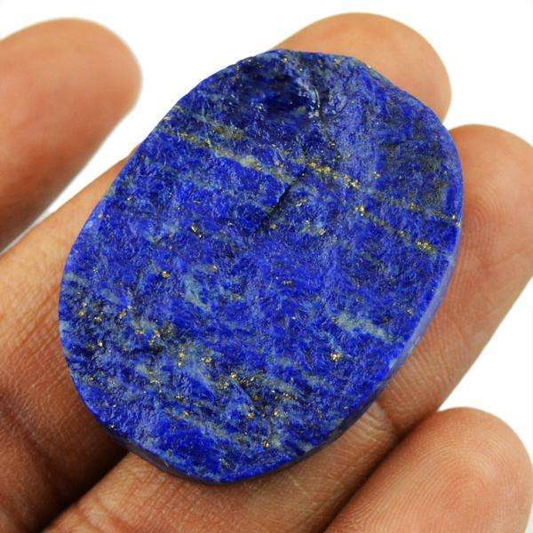 gemsmore:Genuine Oval Shape Blue Lapis Lazuli Druzy Untreated Loose Gemstone