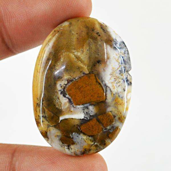 gemsmore:Genuine Oval Shape Dendrite Opal Untreated Loose Gemstone