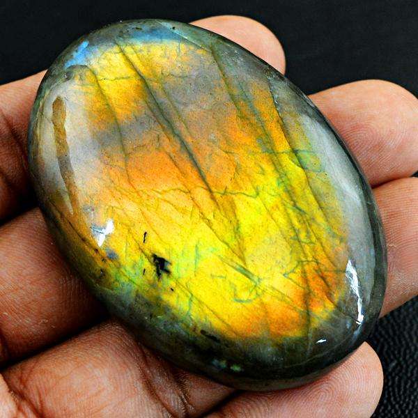 gemsmore:Genuine Oval Shape Golden Flash Labradorite Loose Gemstone