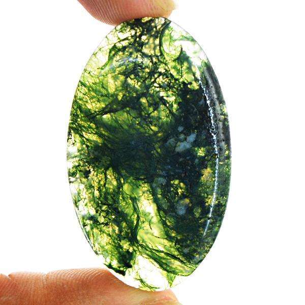 gemsmore:Genuine Oval Shape Green Moss Agate Untreated Loose Gemstone