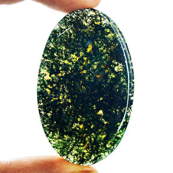 gemsmore:Genuine Oval Shape Green Moss Agate Untreated Loose Gemstone