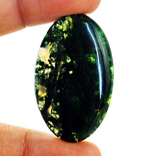 gemsmore:Genuine Oval Shape Green Moss Agate Untreated Loose Gemstone