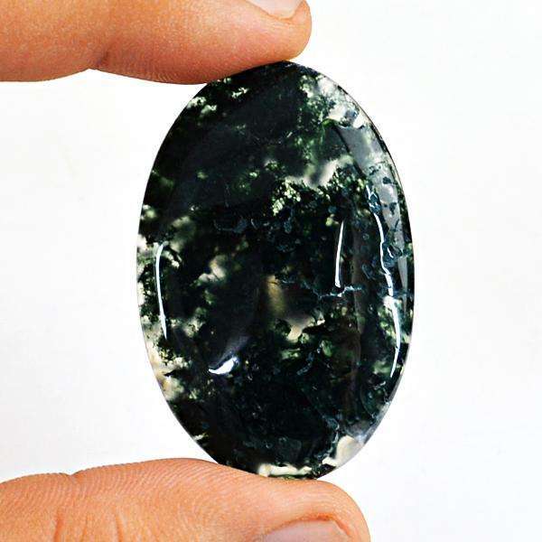 gemsmore:Genuine Oval Shape Green Moss Agate Untreated Loose Gemstone