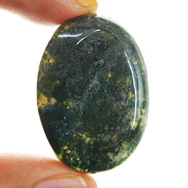 gemsmore:Genuine Oval Shape Green Moss Agate Untreated Loose Gemstone