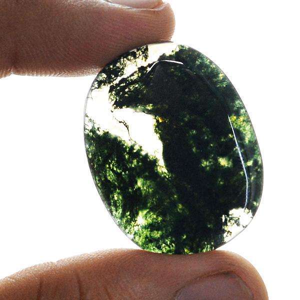 gemsmore:Genuine Oval Shape Green Moss Agate Untreated Loose Gemstone