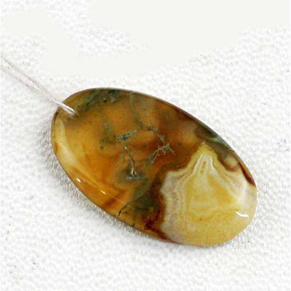 gemsmore:Genuine Oval Shape Moss Agate Untreated Loose Drilled Gemstone