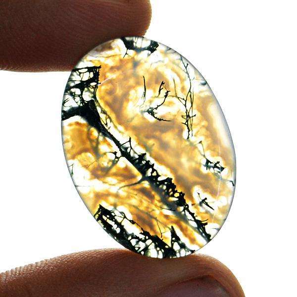 gemsmore:Genuine Oval Shape Moss Agate Untreated Loose Gemstone