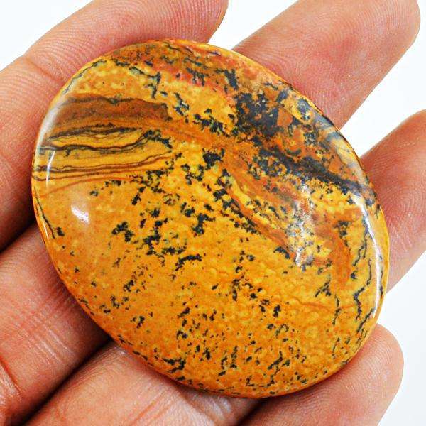 gemsmore:Genuine Oval Shape Picture Jasper Untreated Loose Gemstone