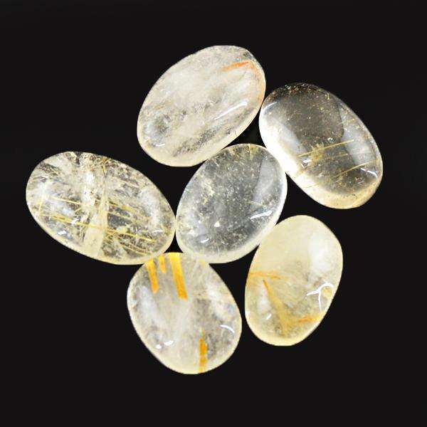 gemsmore:Genuine Oval Shape Rutile Quartz Untreated Loose Gemstone Lot