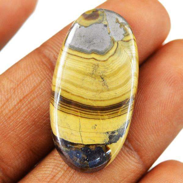 gemsmore:Genuine Oval Shape Silk Pyrite Untreated Loose Gemstone