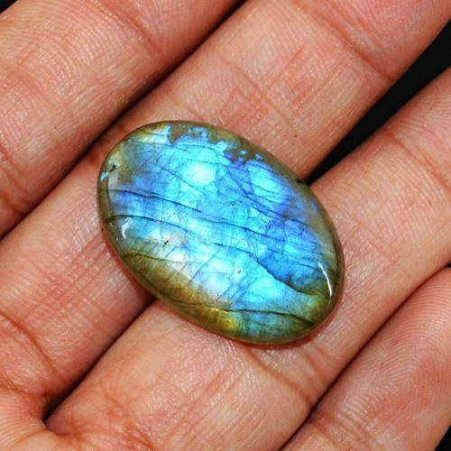 gemsmore:Genuine Oval Shaped Blue Labradorite Gemstone