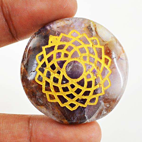 gemsmore:Genuine Oval Shaped Purple Amethyst Healing Chakra Loose Gemstone