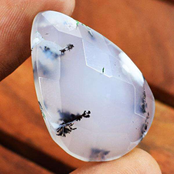 gemsmore:Genuine Pear Shape Faceted Dendrite Opal Loose Gemstone