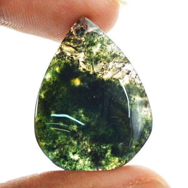 gemsmore:Genuine Pear shape Green Moss Agate Untreated Loose Gemstone