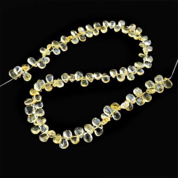 gemsmore:Genuine Pear Shape Yellow Citrine Drilled Beads Strand
