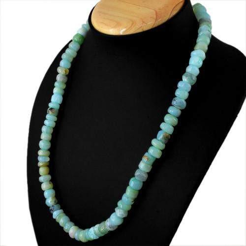 gemsmore:Genuine Peruvian Opal Untreated Beads Necklace