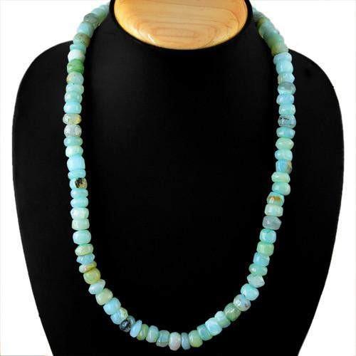 gemsmore:Genuine Peruvian Opal Untreated Beads Necklace